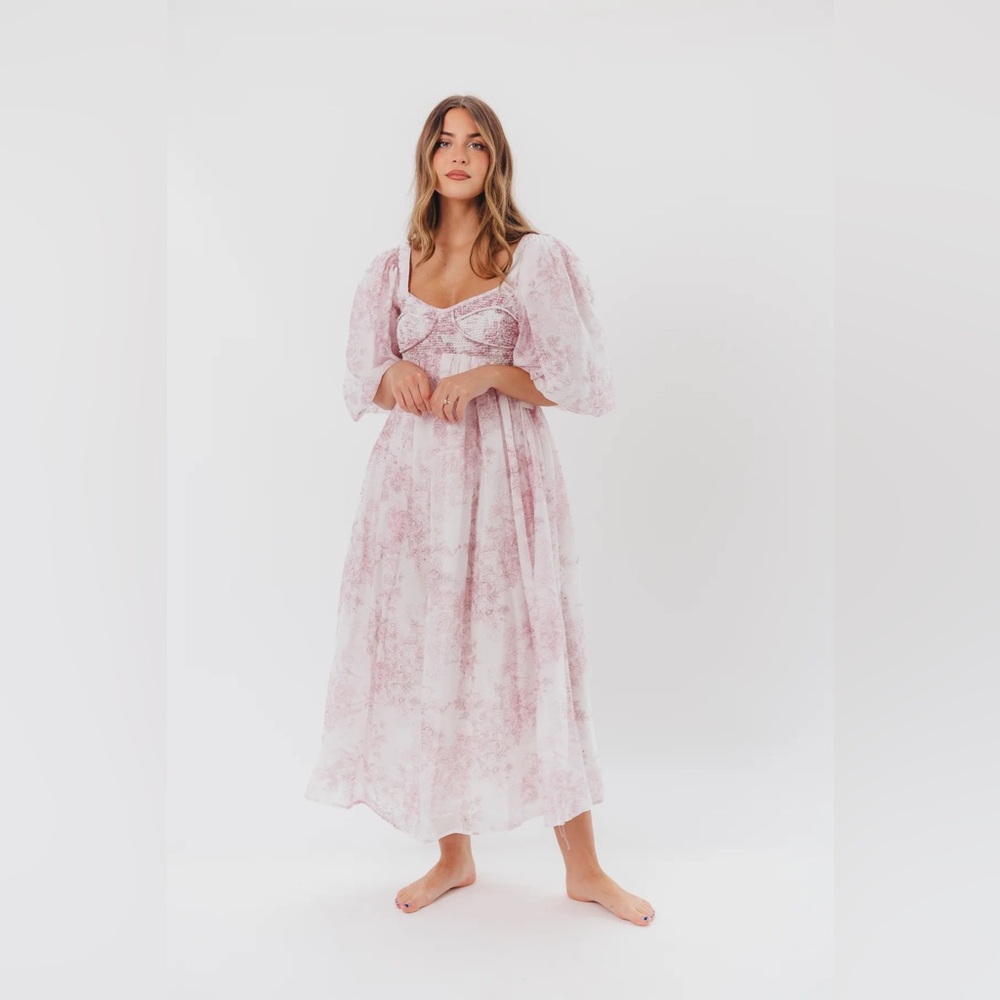 Worth collective light pink floral midi dress